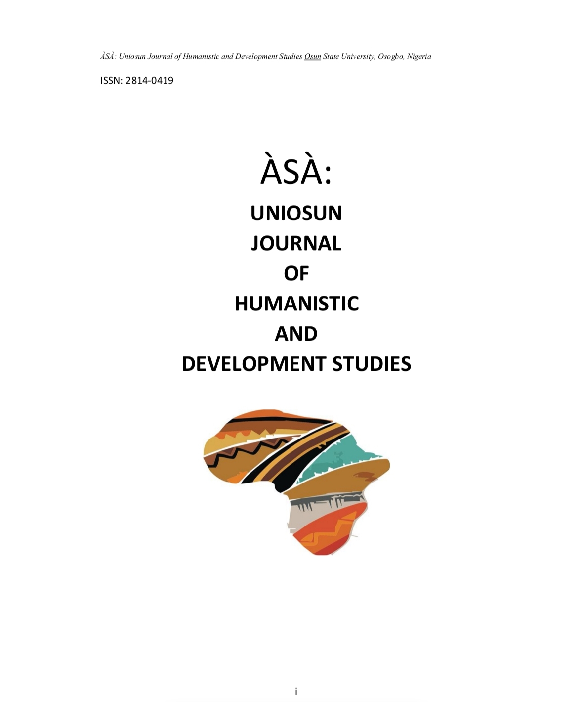 					View Vol. 2 No. 2 (2025): ÀSÀ: UNIOSUN JOURNAL OF HUMANISTIC AND DEVELOPMENT STUDIES
				
